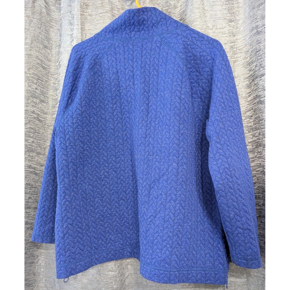 T By Talbots Women's Pullover Mock Sweater XL Blue Metallic Long Sleeve Zipper - Picture 2 of 6